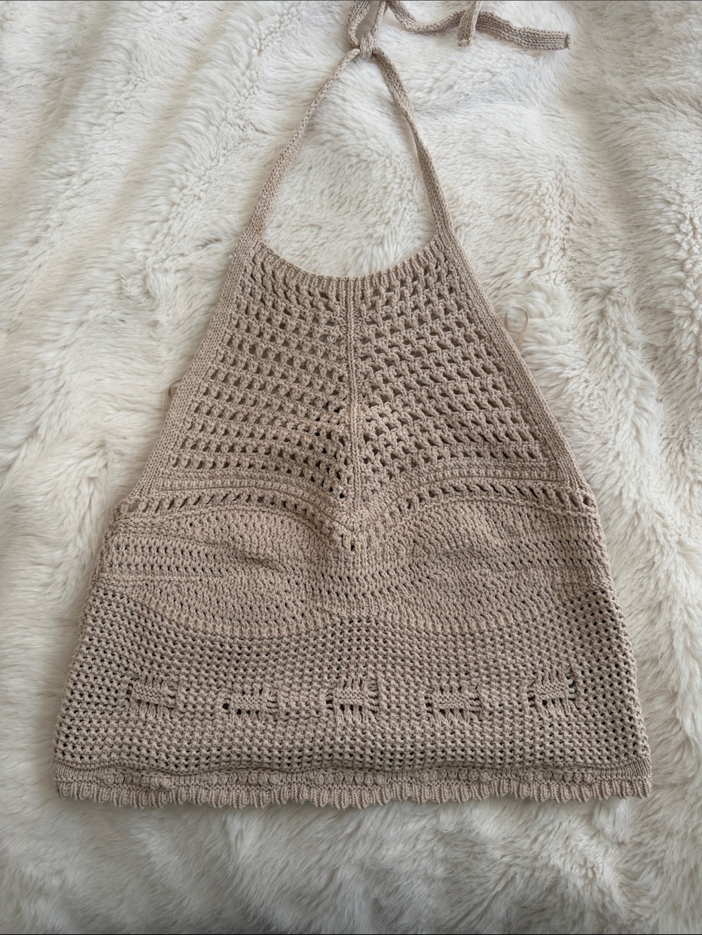 Zara Beige Crochet Halter Tank Top